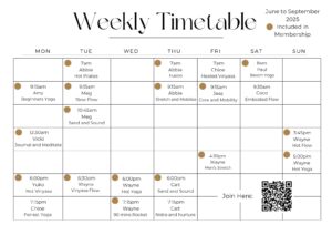 Weekly Timetable for Wellness Warriors 