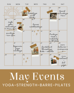 Calendar view of May, showing events with images of teachers